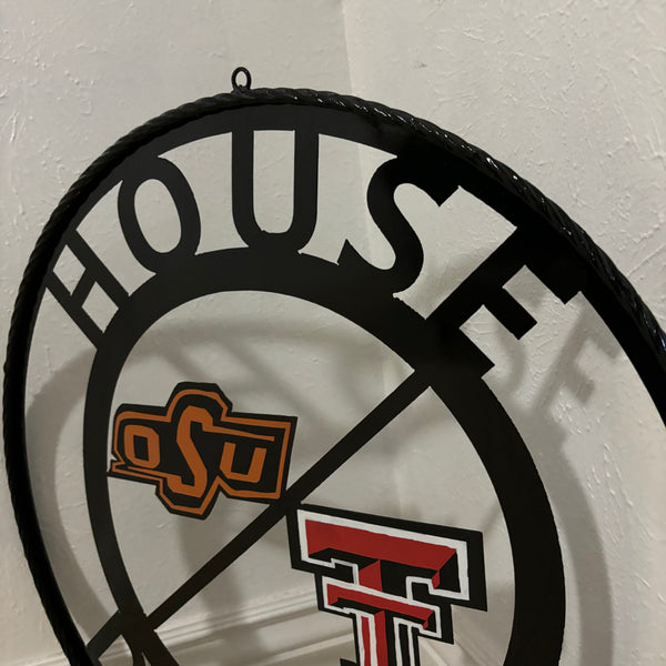 HOUSE DIVIDED OSU & TECH CUSTOM VINTAGE METAL CRAFT WALL ART RUSTIC TEAM SIGN HANDMADE 18",24",32",36