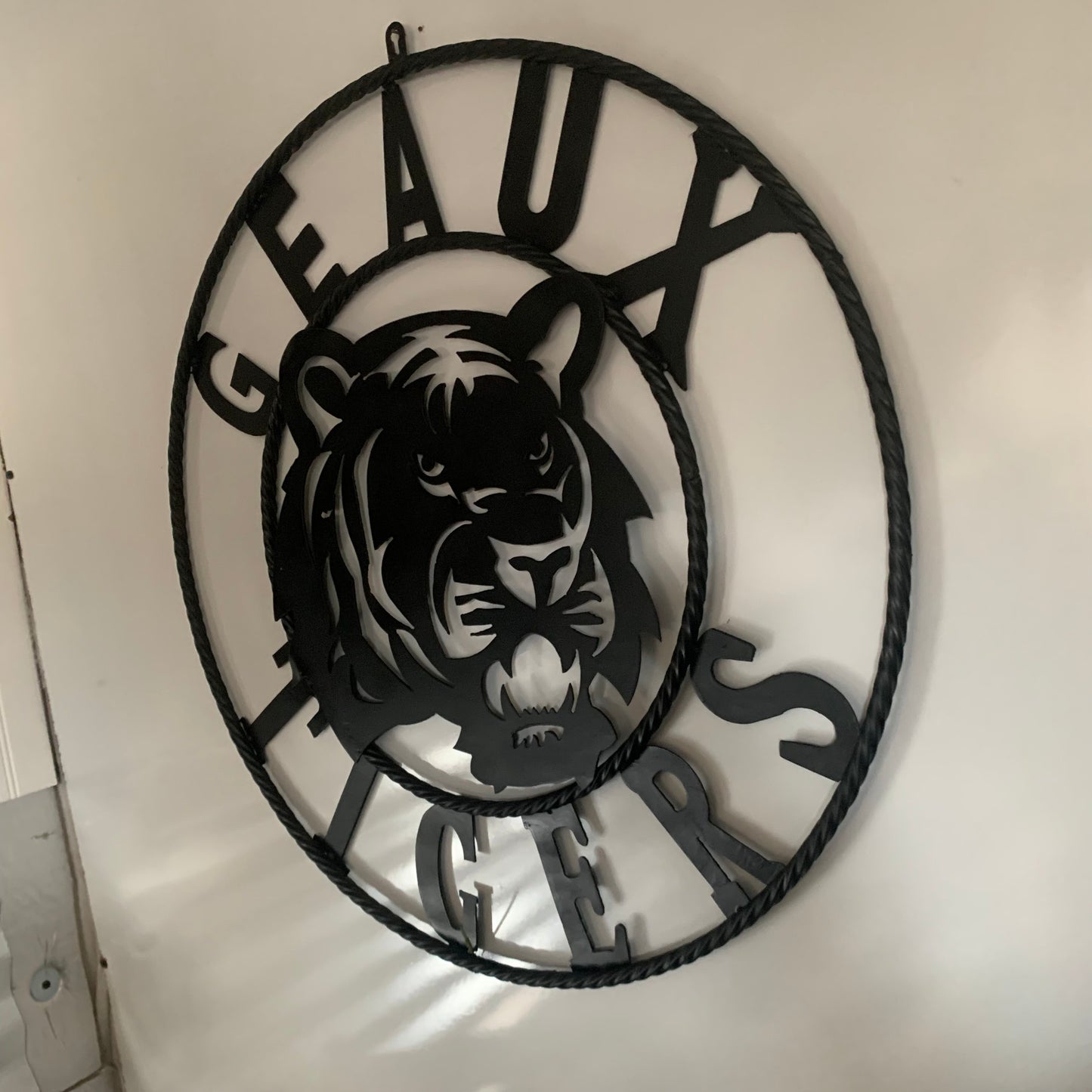 GEAUX TIGERS BLACK CUSTOM METAL VINTAGE CRAFT SIGN TEAM HANDMADE