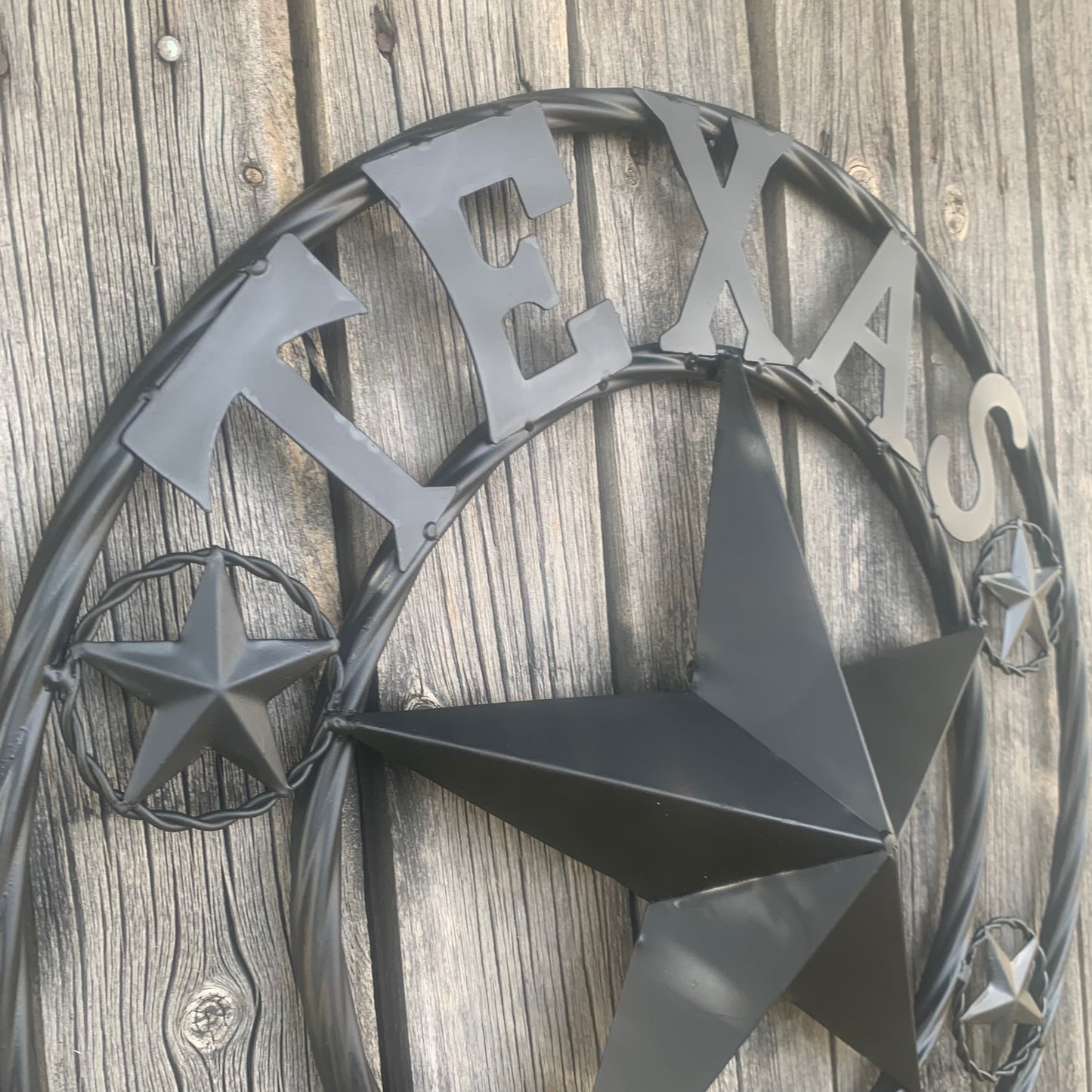 TEXAS 1836 BLACK BARN STAR METAL LONESTAR WESTERN HOME DECOR HANDMADE NEW 16",24",36",50"