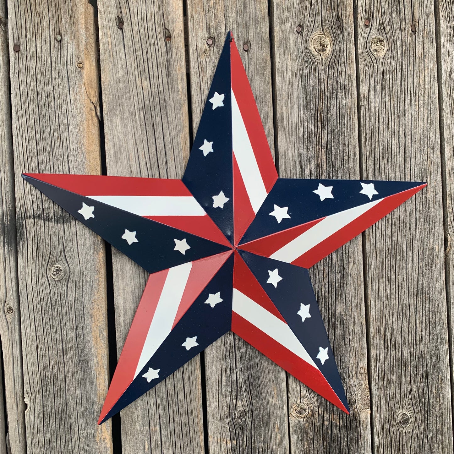 USA BARN STAR AMERICAN FLAG STAR RED WHITE & BLUE METAL STAR HANDMADE NEW 12",24",30" #EH11753