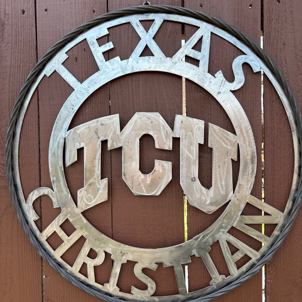 TCU TEXAS CHRISTIAN CUSTOM RAW METAL VINTAGE CRAFT TEAM SIGN UNPAINTED HANDMADE