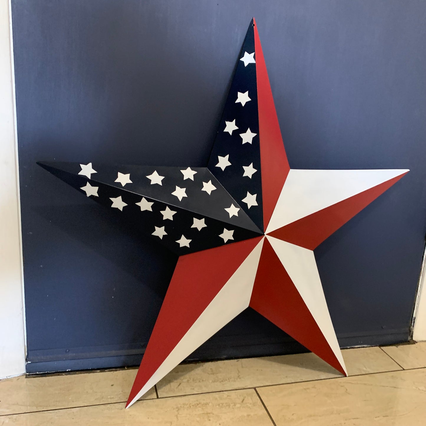 USA FLAG STAR STYLE# 5 RED WHITE & BLUE AMERICANA METAL BARN STAR WALL ART HANDMADE TO ORDER NEW #EH13380