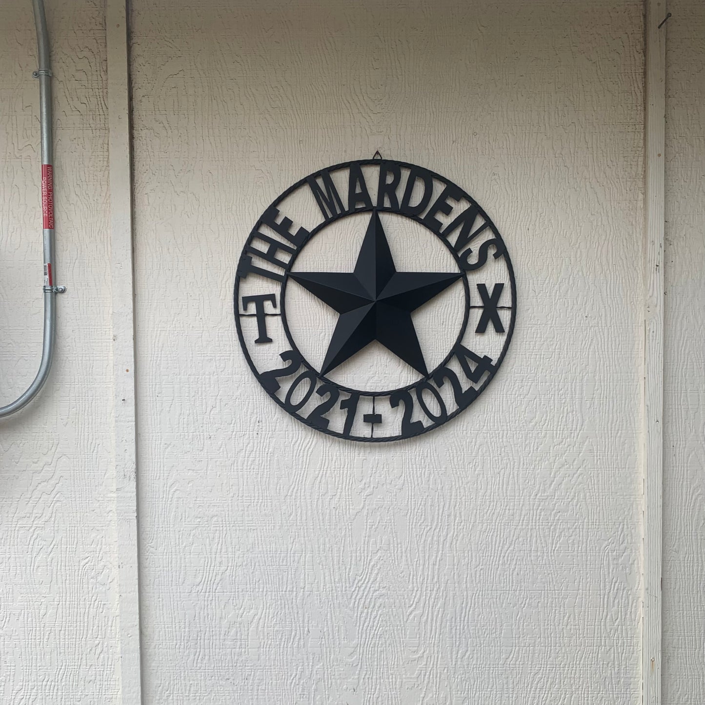 MARDENS STYLE CUSTOM NAME STAR BARN METAL STAR 3d TWISTED ROPE RING WESTERN HOME DECOR RUSTIC BLACK HANDMADE 24",32",36",50"