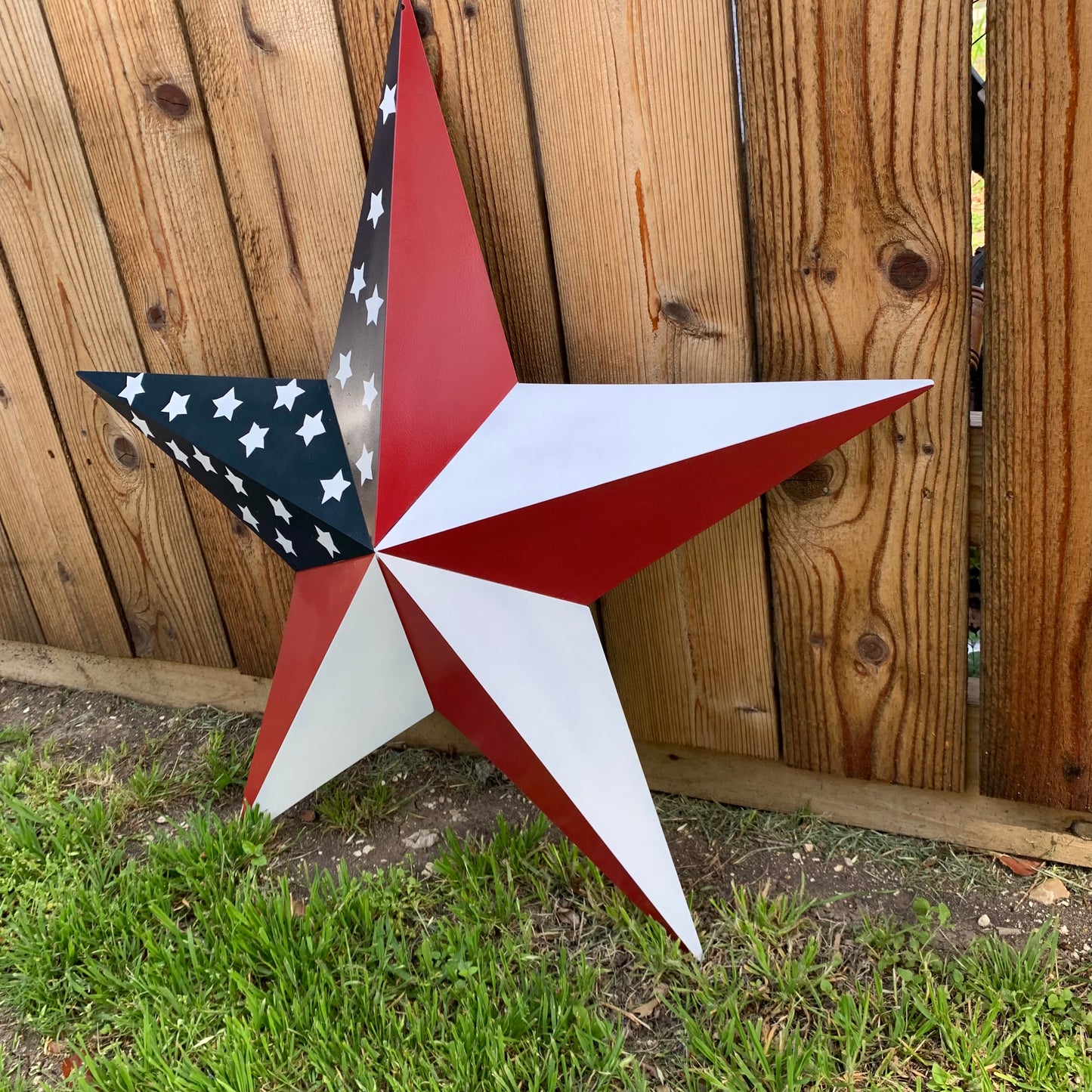 USA FLAG STAR STYLE# 5 RED WHITE & BLUE AMERICANA METAL BARN STAR WALL ART HANDMADE TO ORDER NEW #EH13380