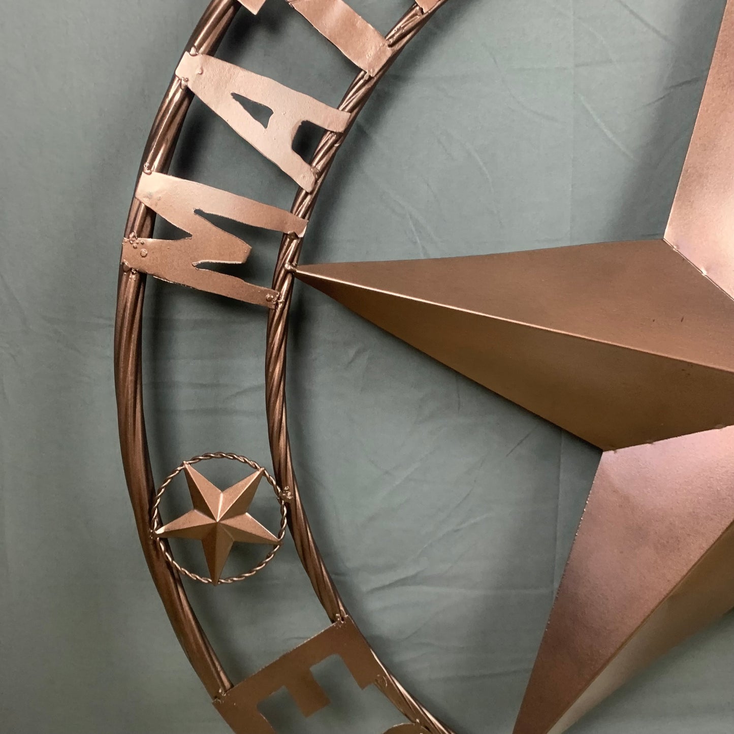MATHIS STYLE CUSTOM NAME STAR BARN STAR 3d METAL LONESTAR TWISTED ROPE RING WESTERN HOME DECOR RUSTIC BRONZE COPPER HANDMADE 24",32",36",50"