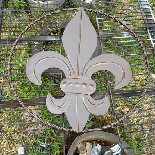 FLEUR DE LIS BROWN METAL WALL ART SIGN WESTERN HOME DECOR HANDMADE NEW 12",18",24",32"