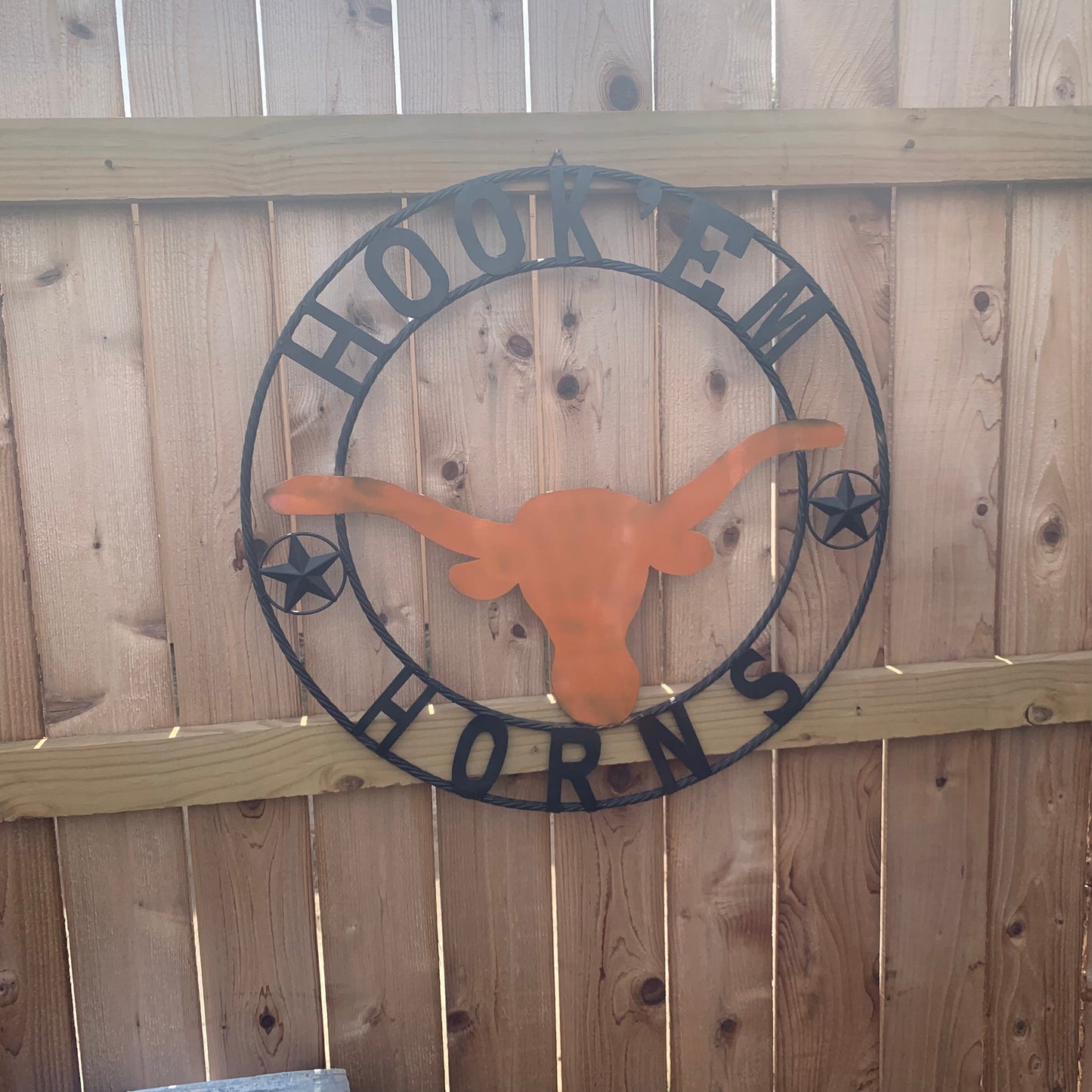 HOOKEM HORNS WITH LONE STAR TEXAS LONGHORNS HOOK EM METAL CUSTOM VINTAGE CRAFT WALL ART TEAM SIGN HANDMADE