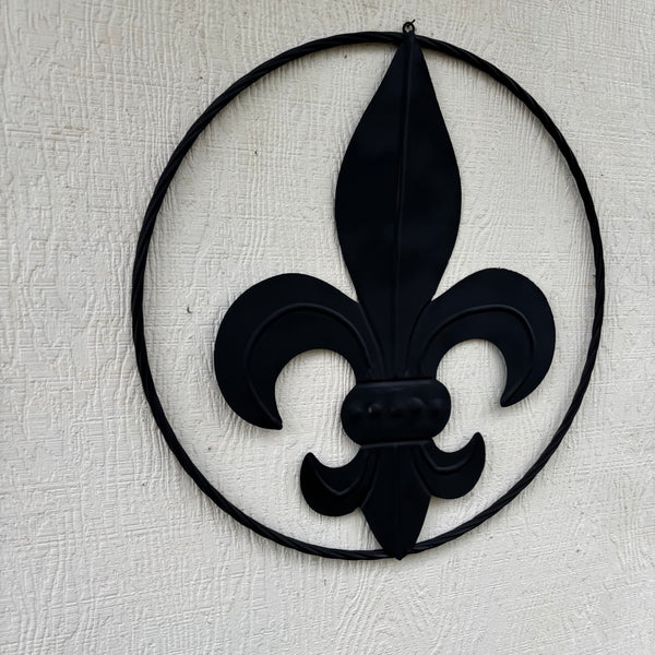 FLEUR DE LIS BLACK FLAT METAL WALL ART SIGN WESTERN HOME DECOR HANDMADE NEW 12",18",24",32"
