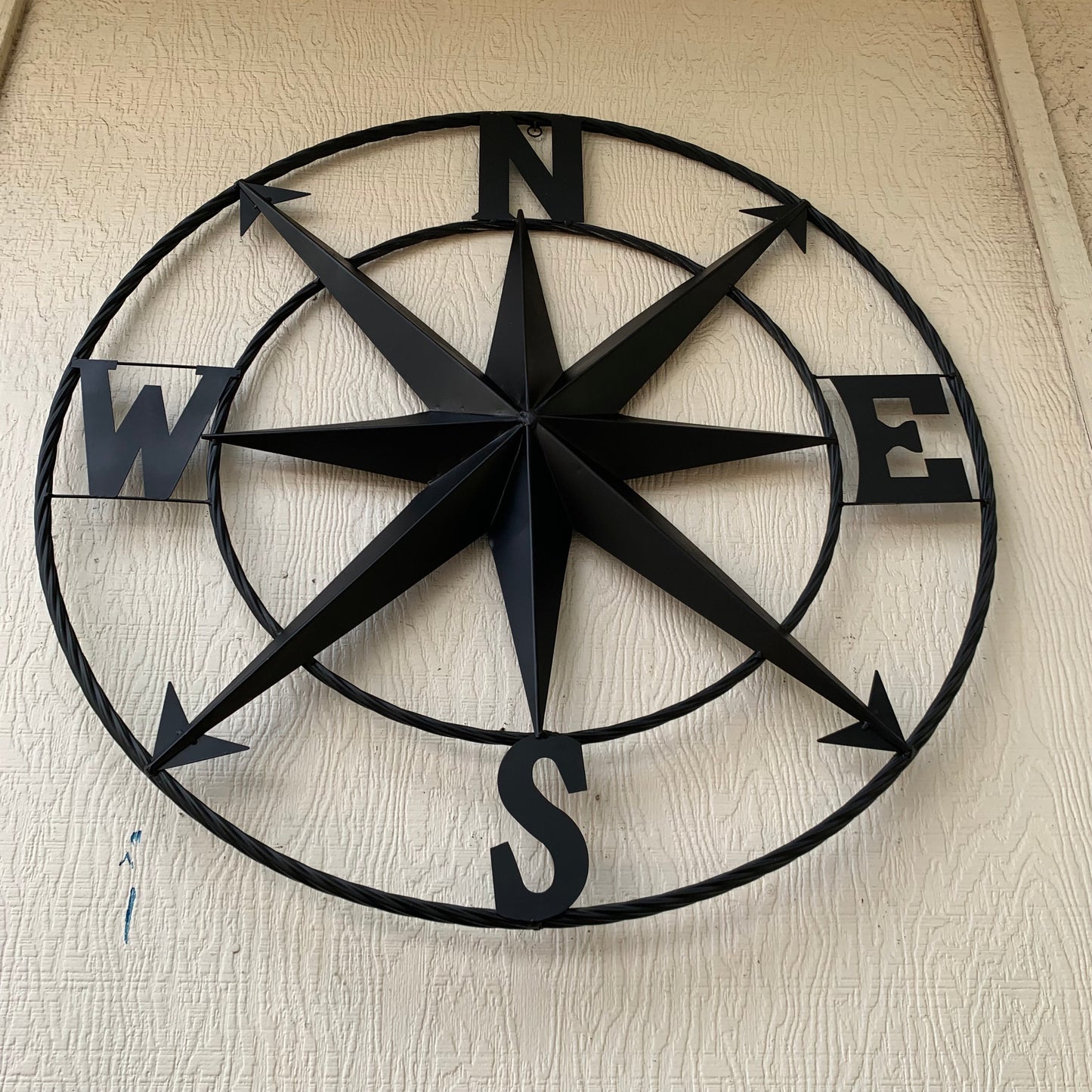36" COMPASS RUSTIC BLACK METAL SIGN WALL ART WESTERN HOME DECOR HANDMADE NEW