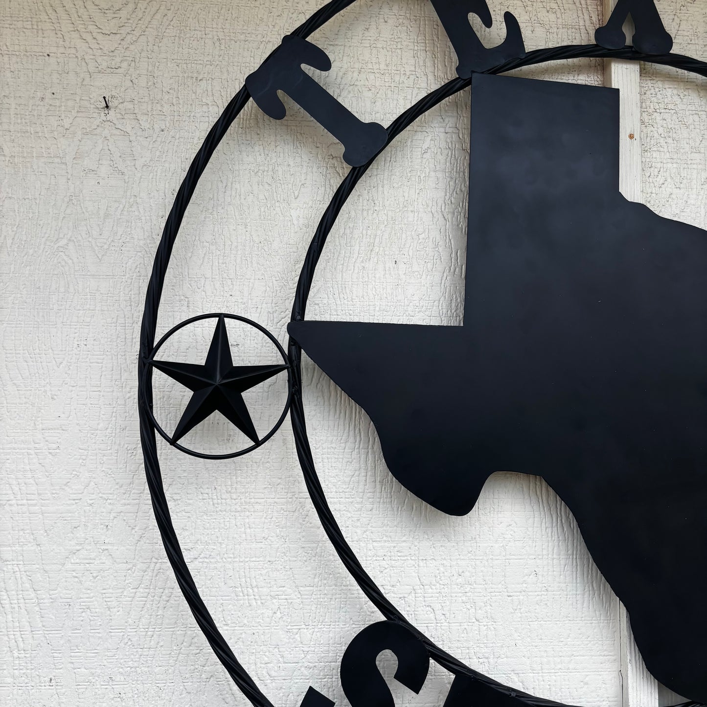 TEXAS STRONG BLACK METAL SIGN WESTERN HOME DECOR HANDMADE