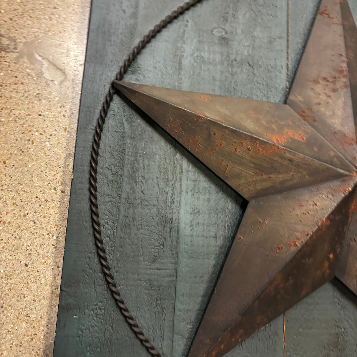 METAL STAR ON WOOD PANEL WESTERN HOME DECOR HANDMADE