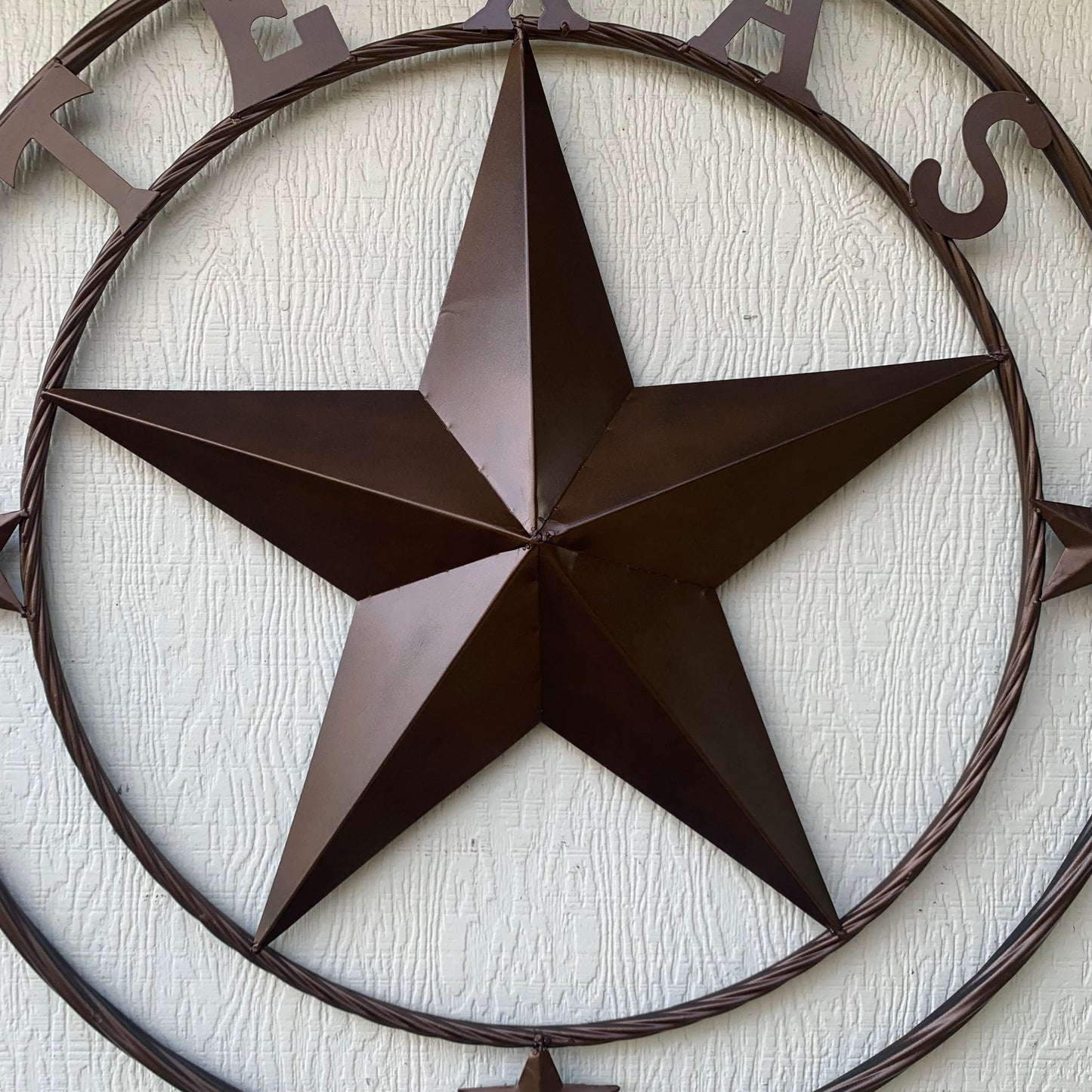 TEXAS LONESTAR WITH 3 SMALL STARS BARN STAR METAL RUSTIC BRONZE COPPER TWISTED ROPE RING WESTERN HOME DECOR HANDMADE NEW