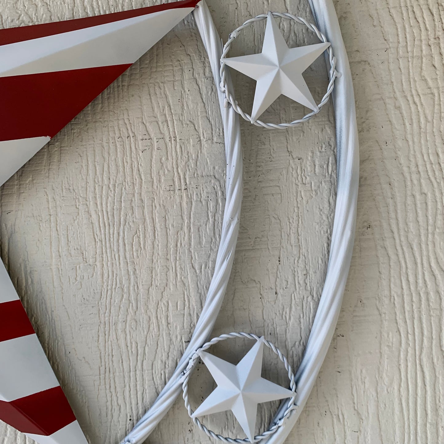 LUNA STYLE CUSTOM NAME BARN STAR METAL STAR 3d TWISTED ROPE RING WESTERN HOME DECOR USA FLAG STAR RED WHOTE & BLUE WITH WHITE RING HANDMADE 24",32",36",50"