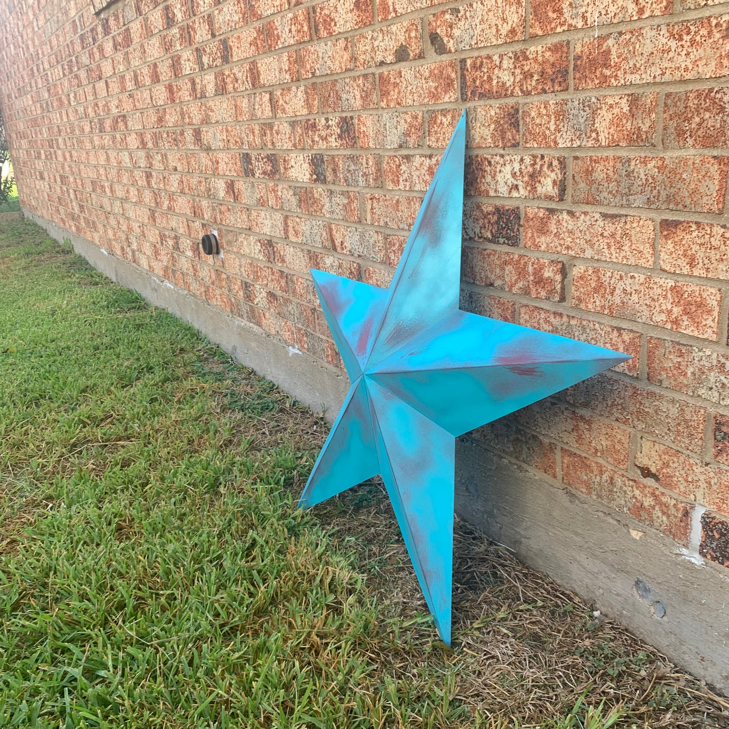 #EH10540 TURQUOISE DISTRESSED TWO TONE BARN STAR METAL ART WESTERN HOME DECOR HANDMADE NEW