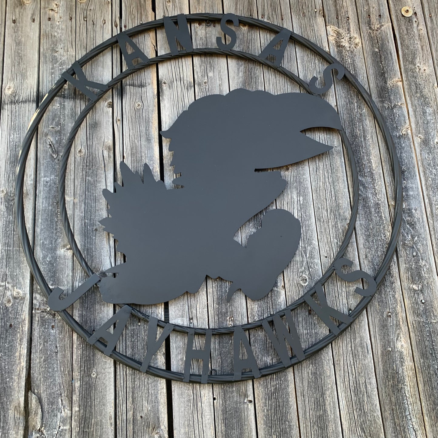 KANSAS JAYHAWKS BLACK CUSTOM METAL VINTAGE CRAFT SIGN WALL ART TEAM SIGN HANDMADE