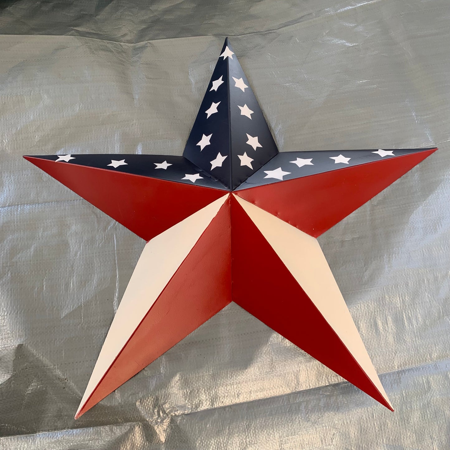 16",24",30",36" USA AMERICAN FLAG STAR RED WHITE & BLUE METAL BARN STAR STYLE# 6 HANDMADE #EH13523