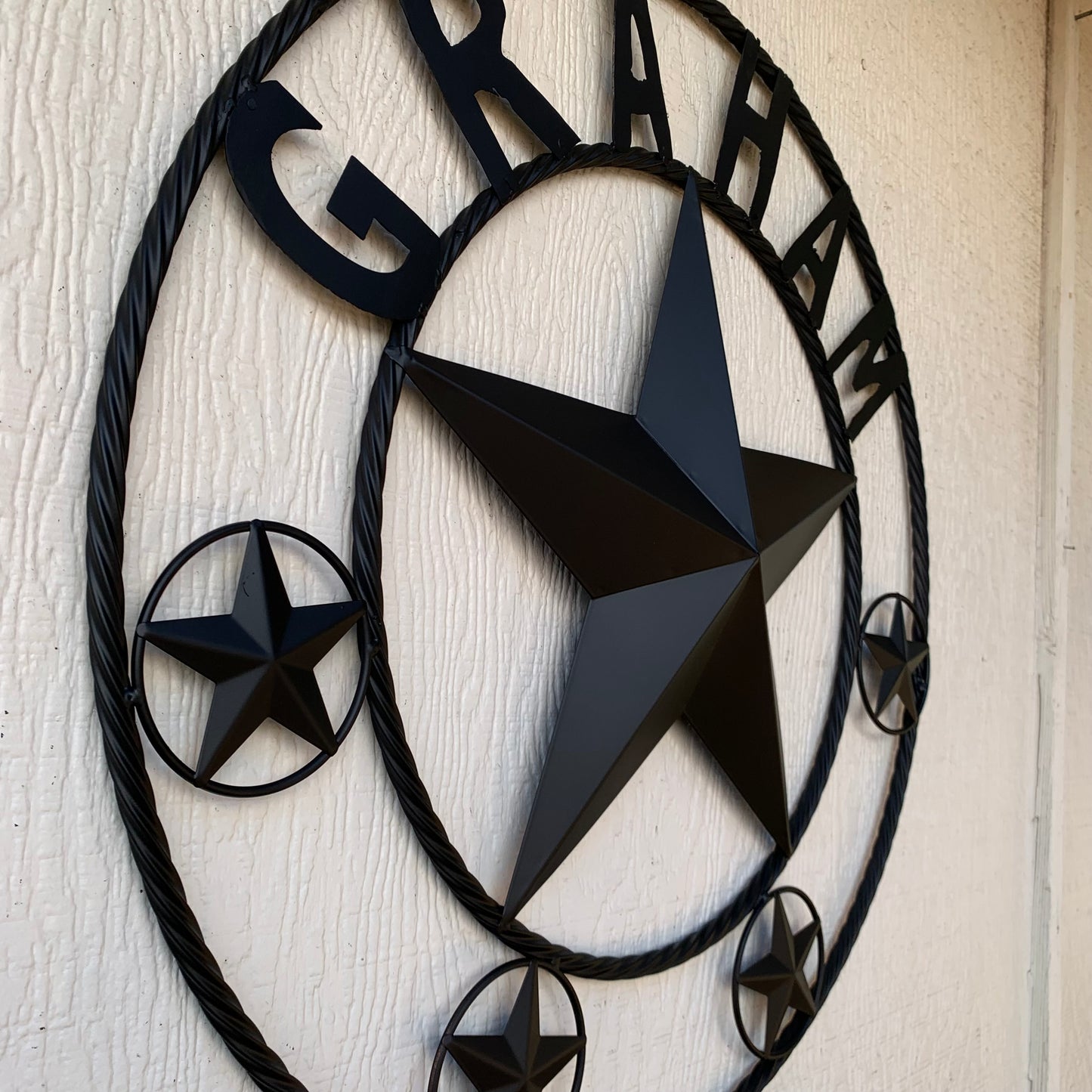 GRAHAM STYLE YOUR CUSTOM NAME STAR BARN STAR METAL LONE STAR WESTERN HOME DECOR RUSTIC BLACK HANDMADE 24",32",36",50"