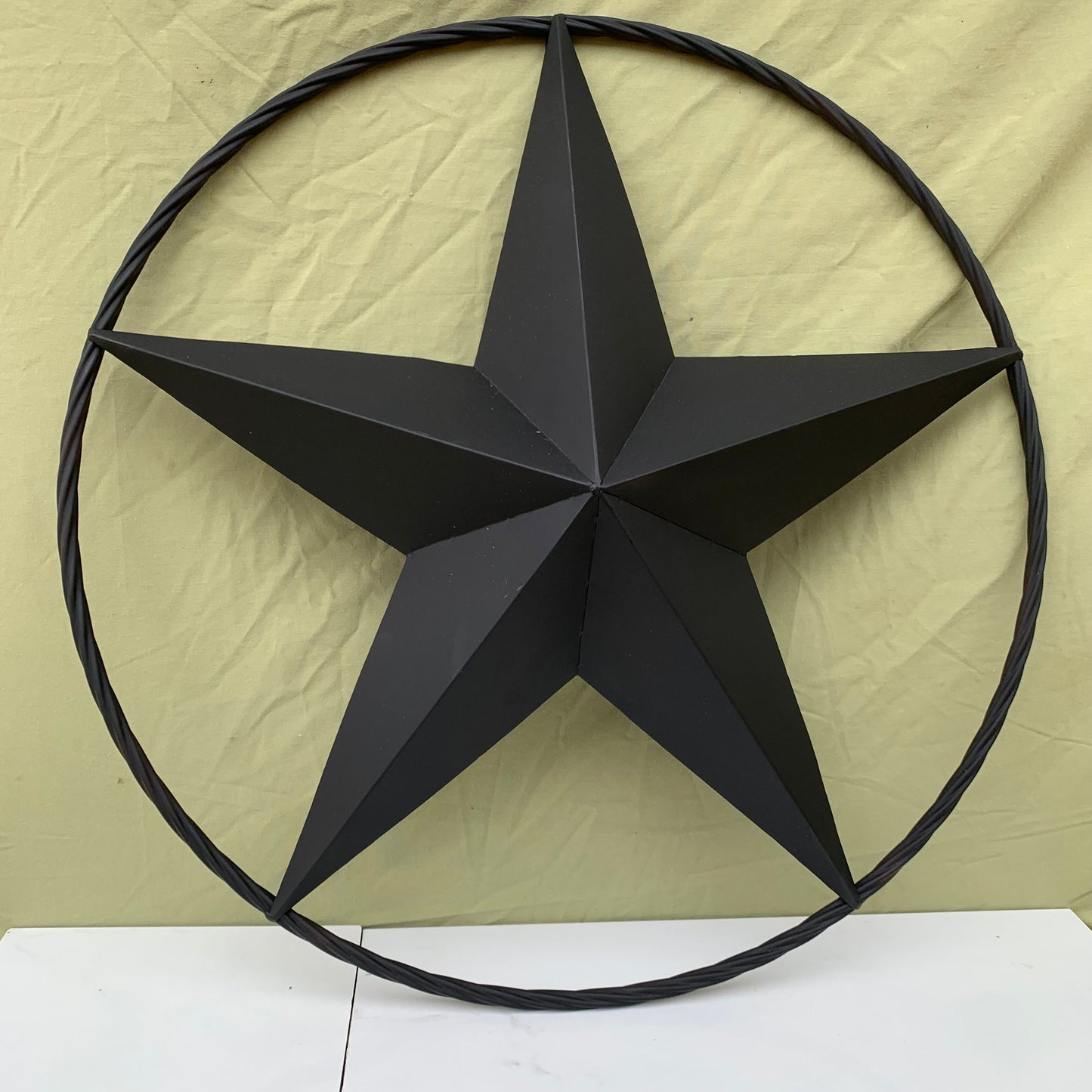 RUSTIC BLACK BARN STAR 3d TWISTED ROPE RING WESTERN HOME DECOR HANDMADE NEW 3" TO 72"-#EH10608