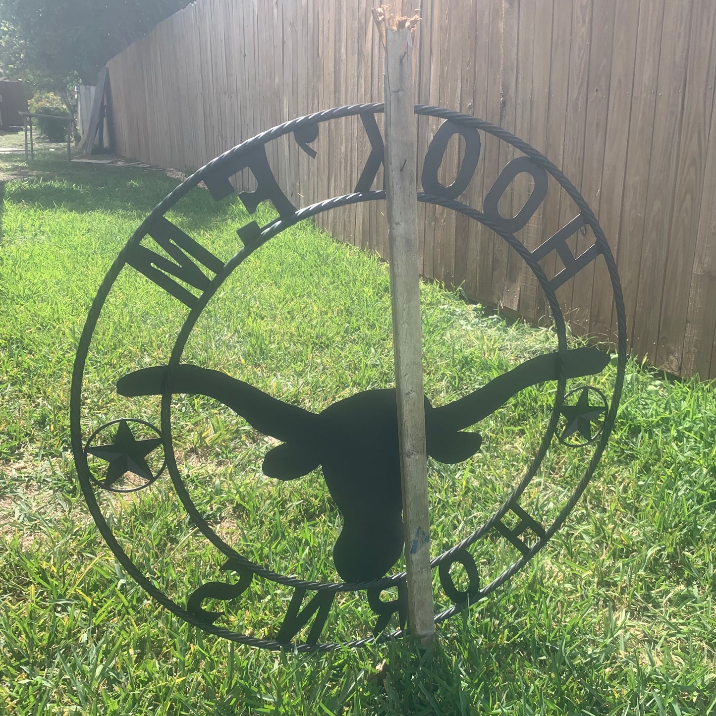 HOOKEM HORNS WITH LONE STAR TEXAS LONGHORNS HOOK EM BLACK METAL CUSTOM VINTAGE CRAFT WALL ART TEAM SIGN HANDMADE