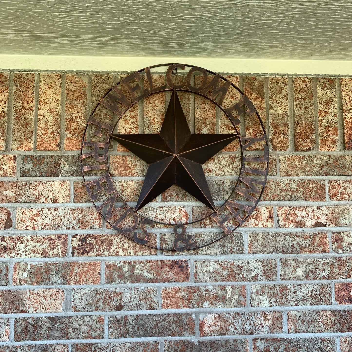 WELCOME FRIENDS FAMILY BARN METAL STAR WALL ART BRONZE WESTERN HOME DECOR HANDMADE NEW #EH13339