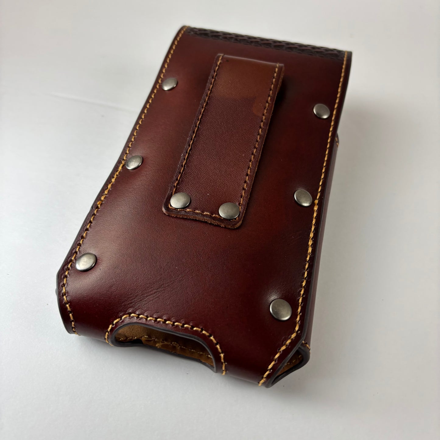 7" PLAIN FLORAL LEATHER HOLSTER BROWN STAR POUCH EXTRA LARGE  BELT LOOP CELL PHONE CASE UNIVERSAL OVERSIZE