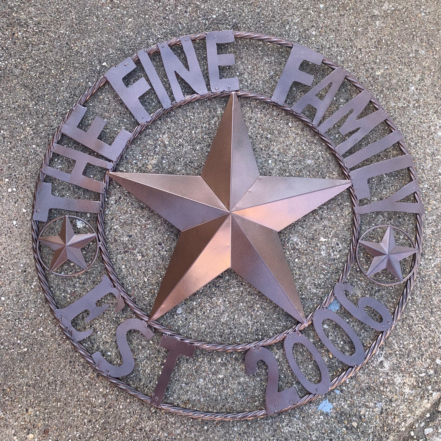 FINE FAMILY STYLE YOUR CUSTOM NAME STAR BARN STAR METAL LONE STAR WESTERN HOME DECOR RUSTIC BRONZE HANDMADE 24",32",36",50"