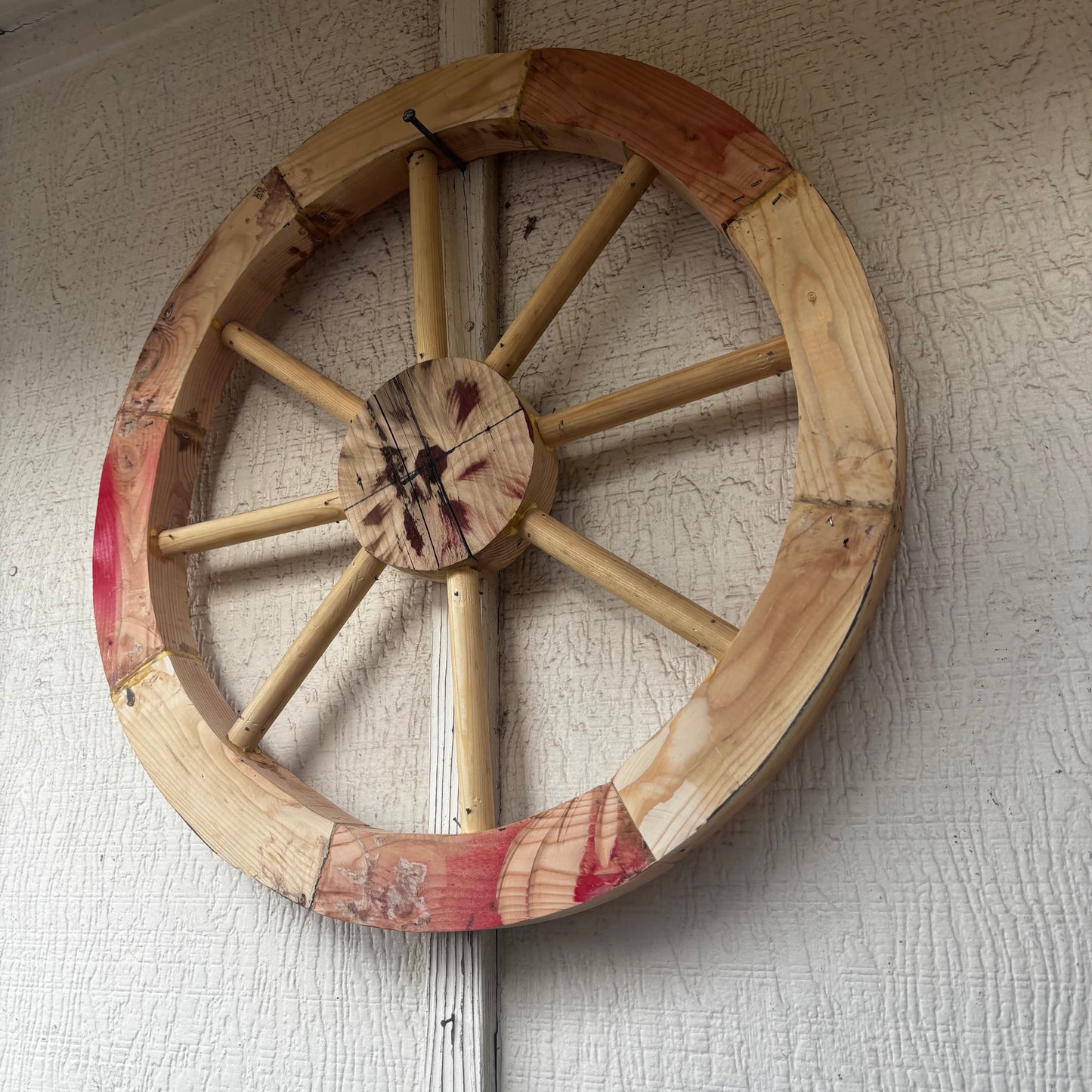 DECORATIVE WAGON WHEEL WOOD WALL ART WESTERN HOME DECOR HANDMADE TEXAS USA