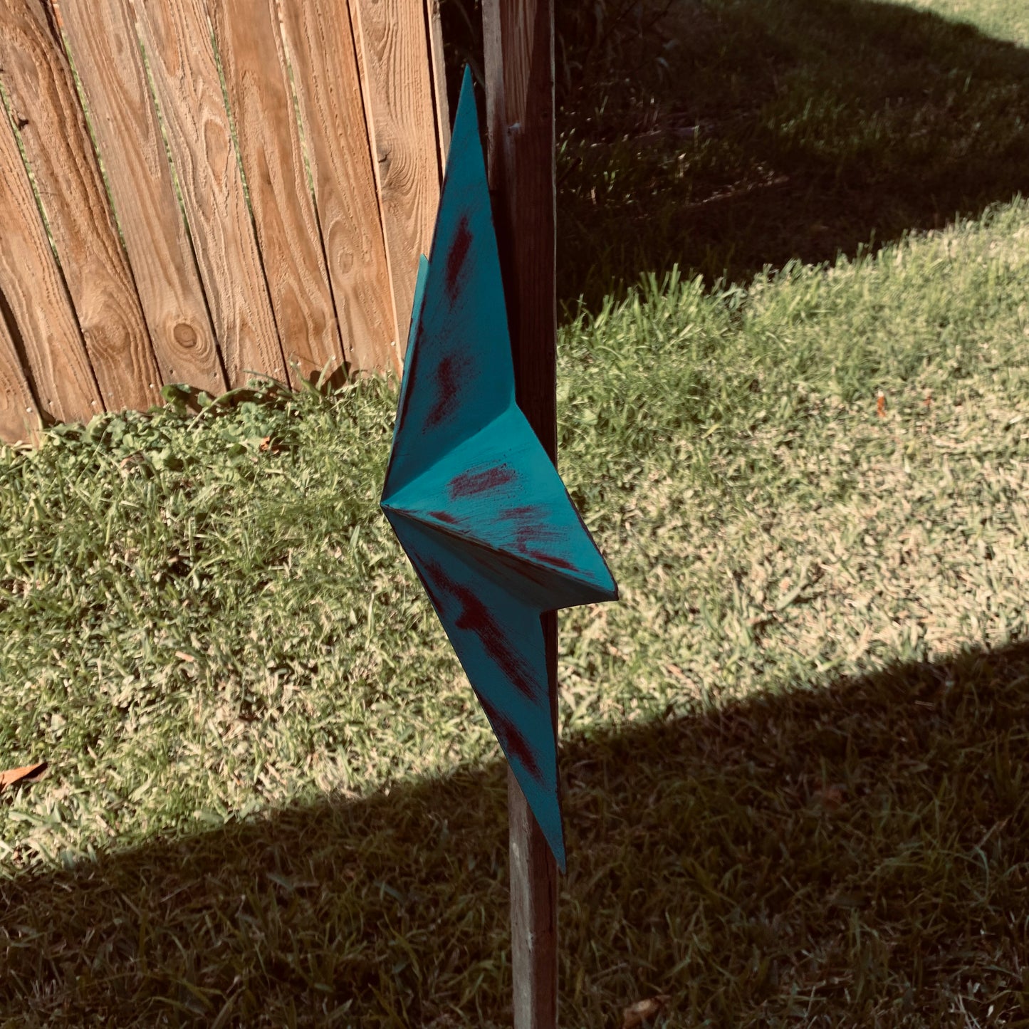 TURQUOISE DISTRESSED TWO TONE BARN STAR METAL ART WESTERN HOME DECOR HANDMADE NEW