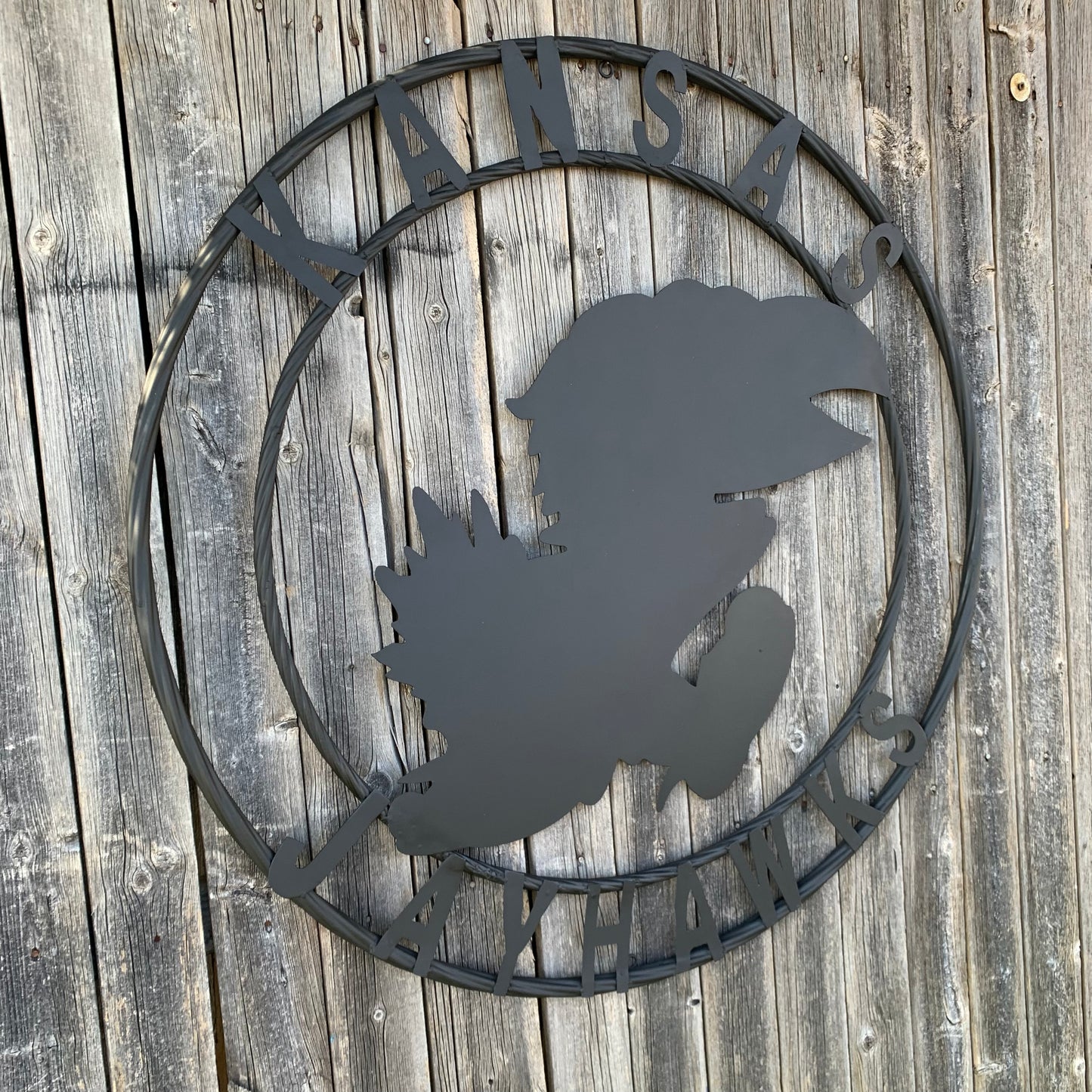 KANSAS JAYHAWKS BLACK CUSTOM METAL VINTAGE CRAFT SIGN WALL ART TEAM SIGN HANDMADE
