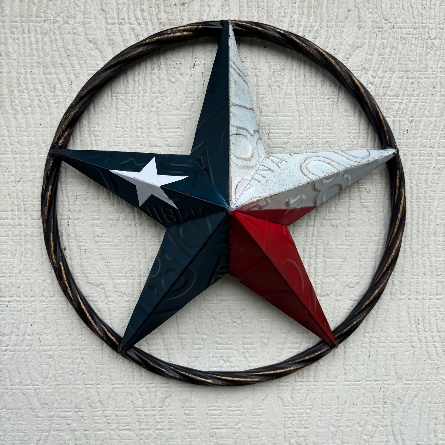 RED WHITE BLUE LICENSE PLATE METAL BARN LONESTAR WESTERN HOME DECOR HANDMADE EH13325