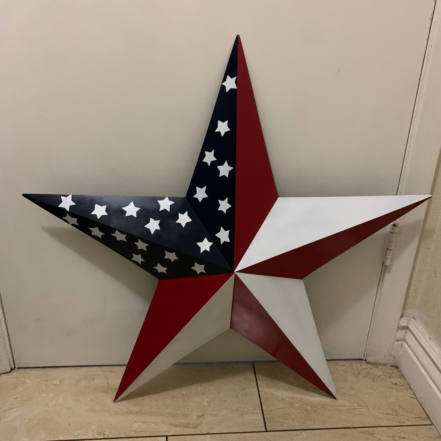 USA FLAG STAR STYLE# 5 RED WHITE & BLUE AMERICANA METAL BARN STAR WALL ART HANDMADE TO ORDER NEW #EH13380