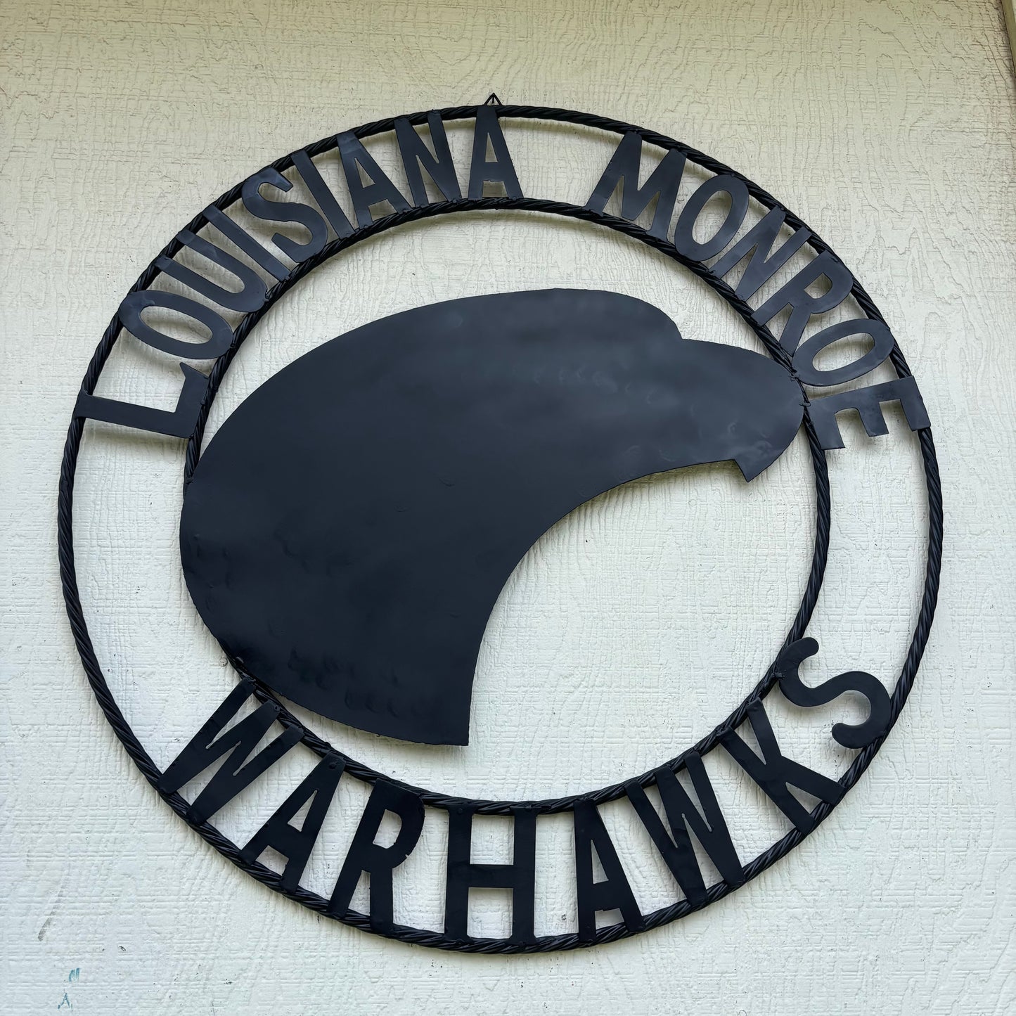 LOUISIANA MONROE WARHAWKS CUSTOM BLACK METAL VINTAGE CRAFT TEAM SIGN HANDMADE 18",24",32"