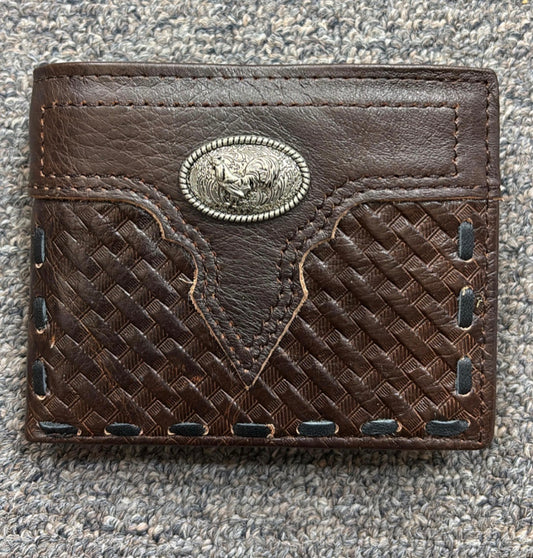 5" MEN'S ROOSTER BROWN WALLET GENUINE LEATHER BIFOLD WESTERN STYLE WALLET NEW