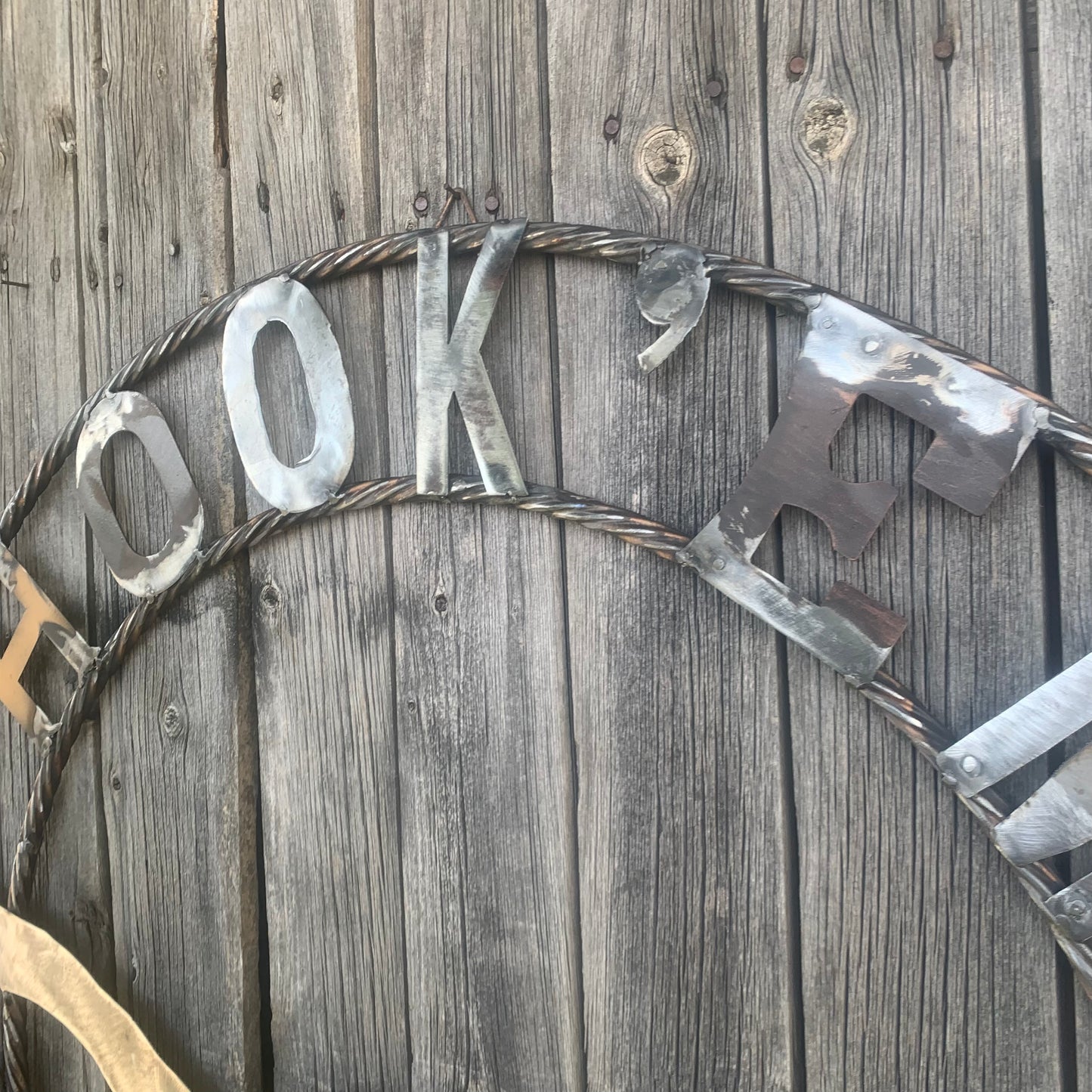 HOOKEM HORNS & LONE STAR TEXAS LONGHORNS HOOK EM RAW METAL UNPAINTED CUSTOM VINTAGE CRAFT WALL ART TEAM SIGN HANDMADE