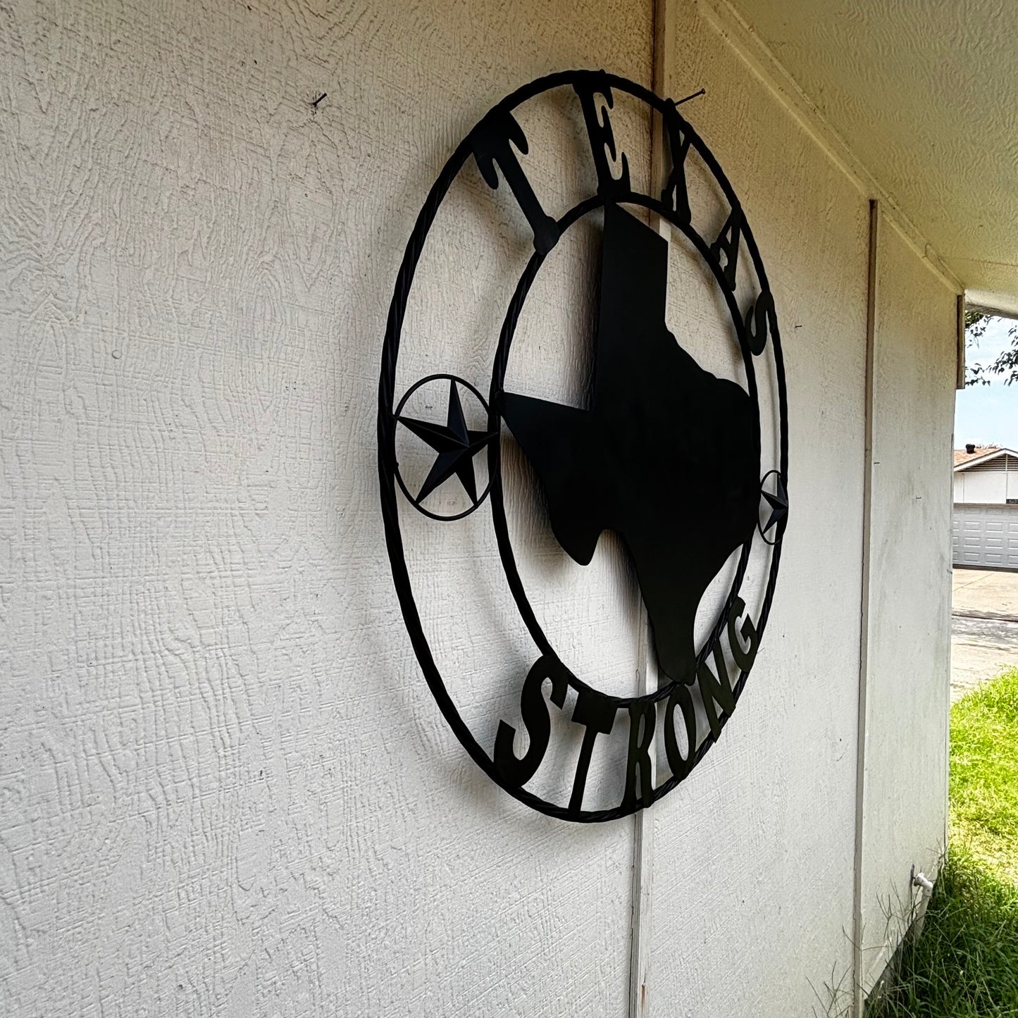 TEXAS STRONG BLACK METAL SIGN WESTERN HOME DECOR HANDMADE