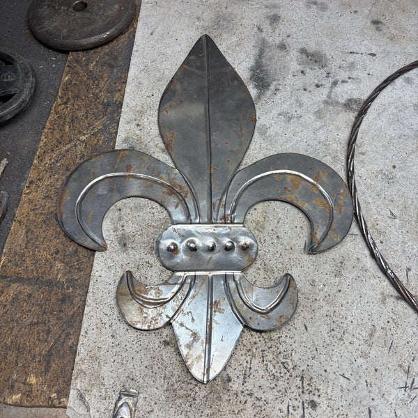 FLEUR DE LIS  CUSTOM RAW METAL UNPAINTED NO RING WALL ART SIGN WESTERN HOME DECOR HANDMADE NEW 12",18",24",32"