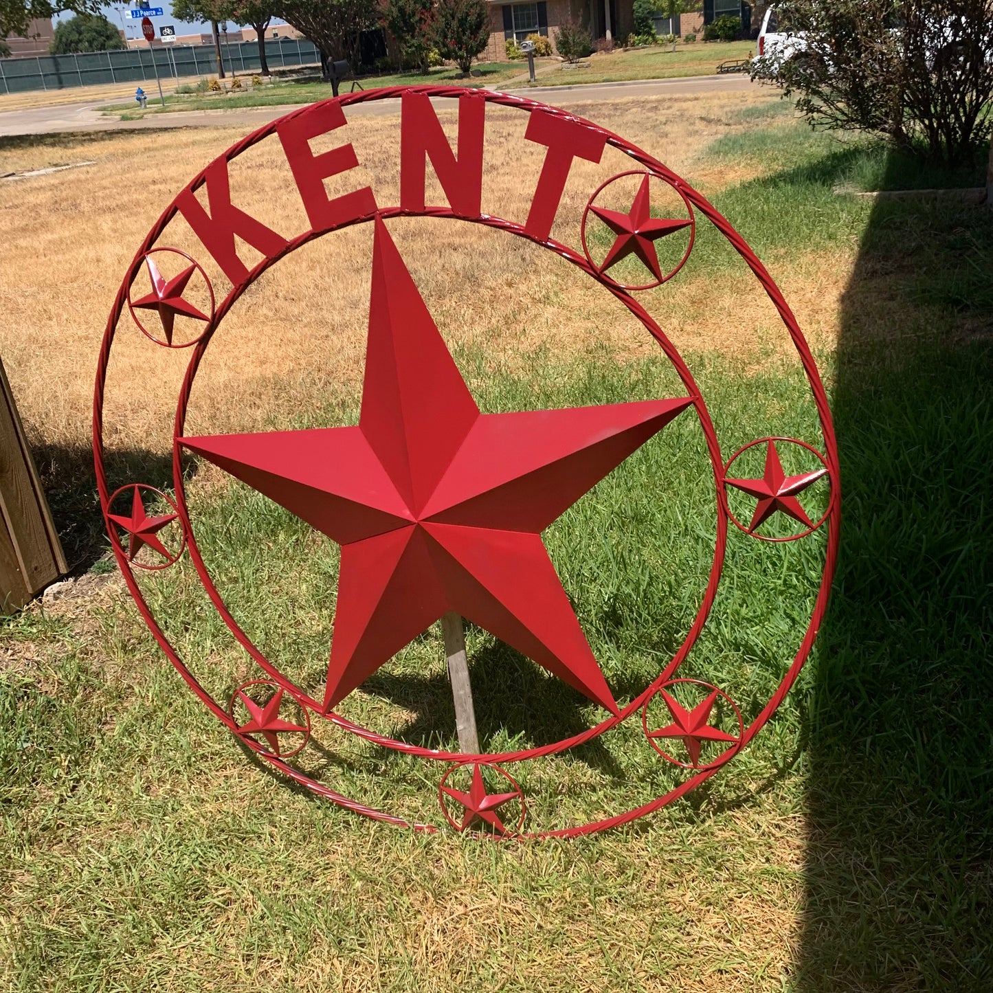 KENT STYLE YOUR CUSTOM STAR METAL NAME RUSTIC BURGUNDY RED CUSTOM 3d STAR METAL NAME BARN STAR TWISTED ROPE RING DESIGN METAL WALL ART HOME DECOR ANY SIZE