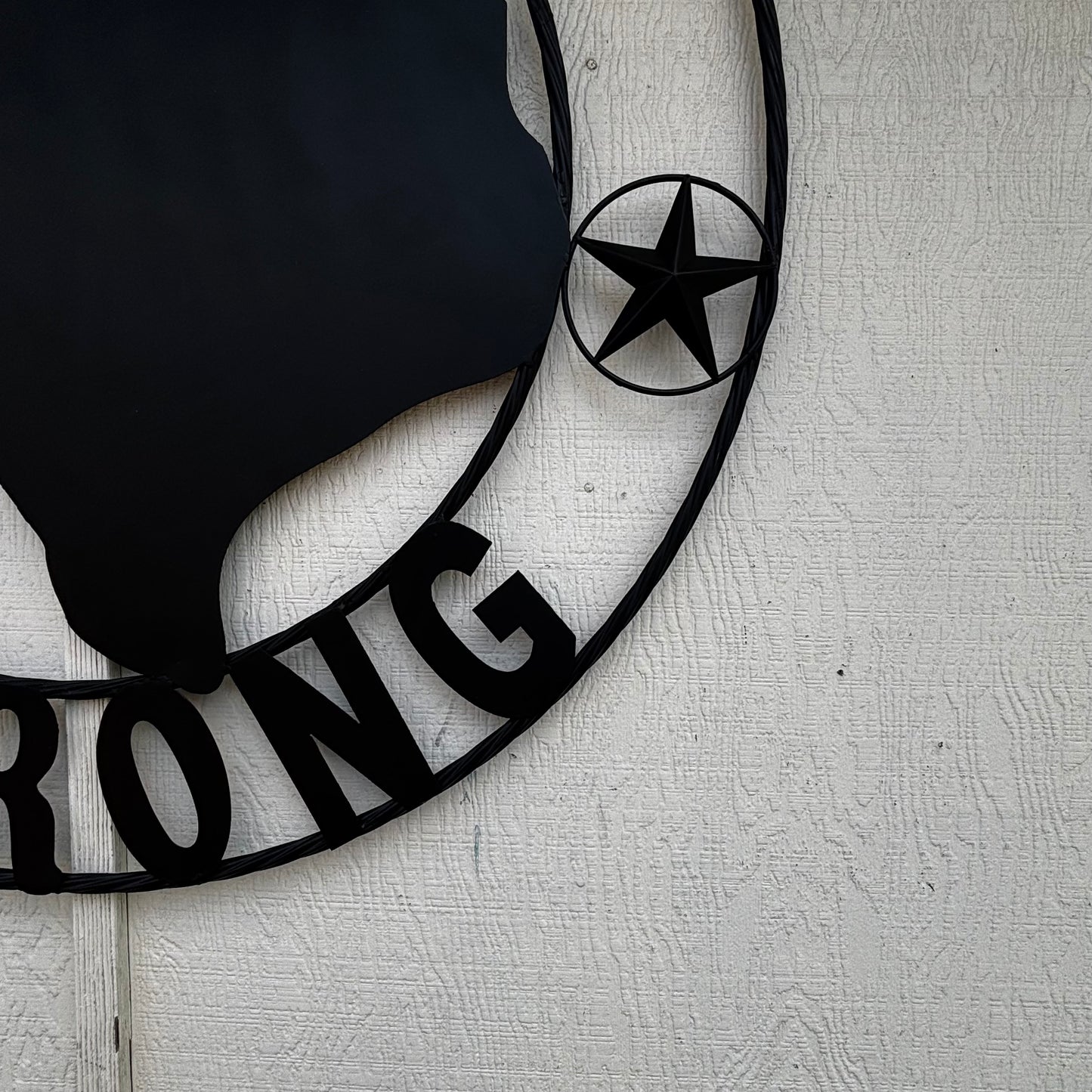 TEXAS STRONG BLACK METAL SIGN WESTERN HOME DECOR HANDMADE