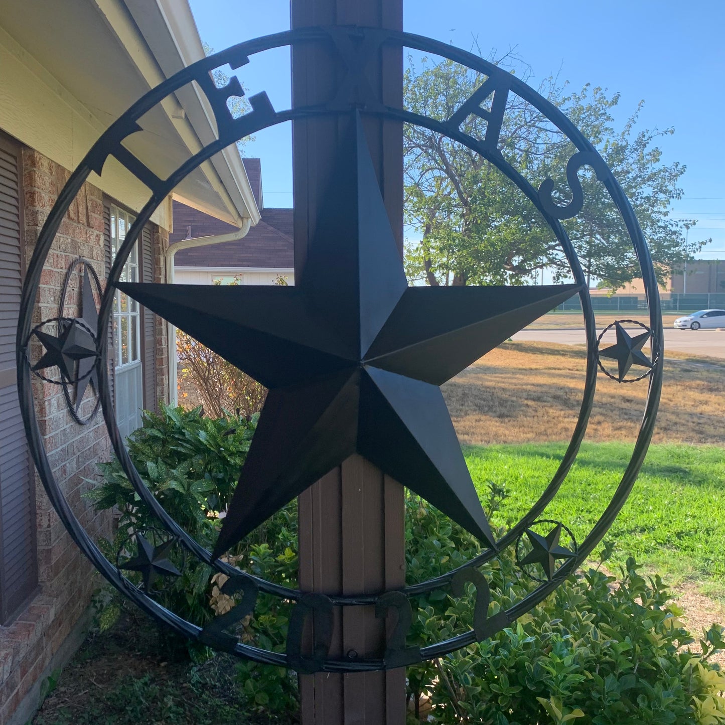 TEXAS 2022 STYLE CUSTOM NAME STAR BARN METAL LONE STAR 3d TWISTED ROPE RING WESTERN HOME DECOR RUSTIC  BLACK HANDMADE 24",32",34",36",40",42",44",46",50"