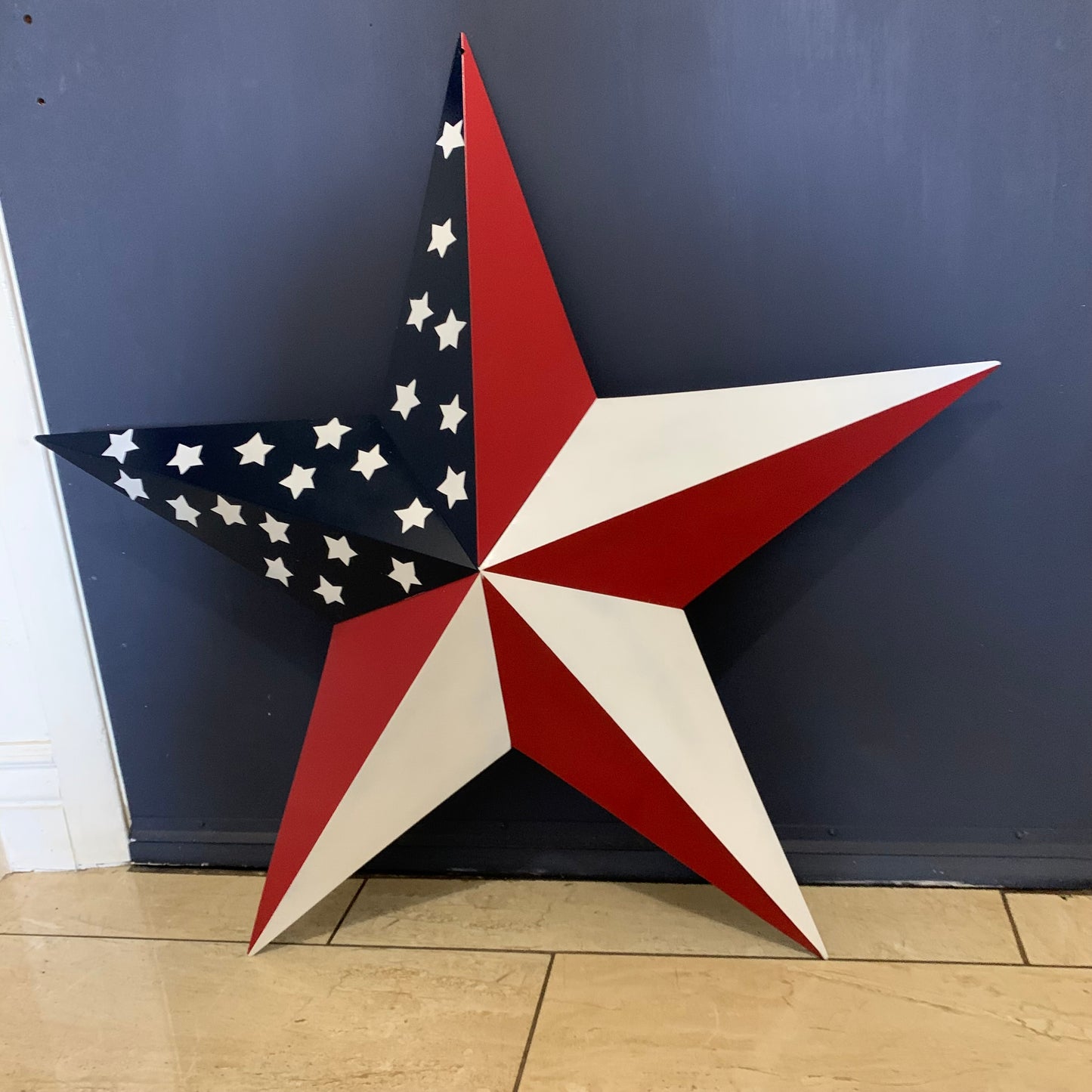 USA FLAG STAR STYLE# 5 RED WHITE & BLUE AMERICANA METAL BARN STAR WALL ART HANDMADE TO ORDER NEW #EH13380