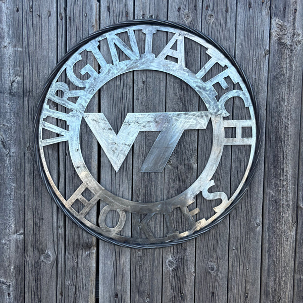VIRGINIA TECH CUSTOM RAW METAL VINTAGE CRAFT SIGN TEAM HANDMADE TO ORDER
