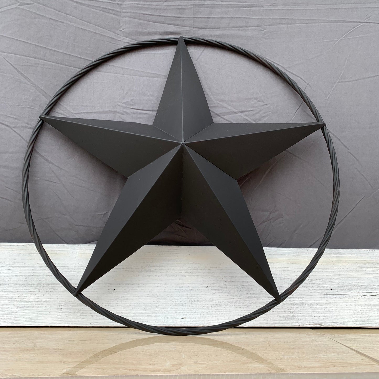 RUSTIC BLACK BARN STAR 3d TWISTED ROPE RING WESTERN HOME DECOR HANDMADE NEW 3" TO 72"-#EH10608