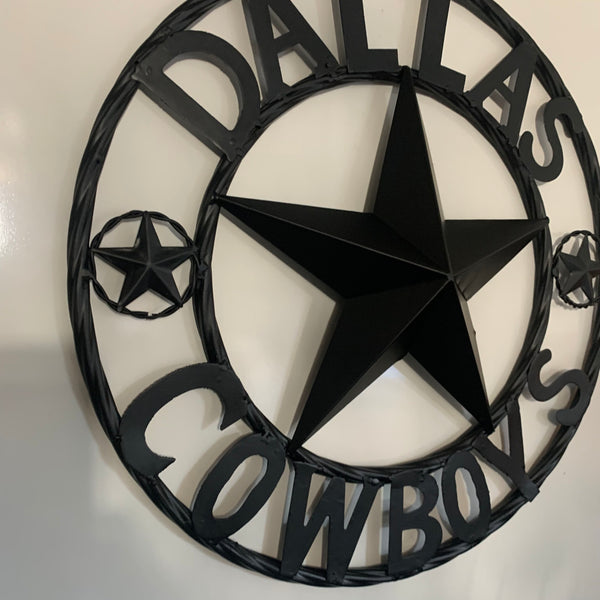 18" DALLAS COWBOYS BLACK STAR CUSTOM METAL VINTAGE LONE STAR WESTERN HOME DECOR HANDMADE