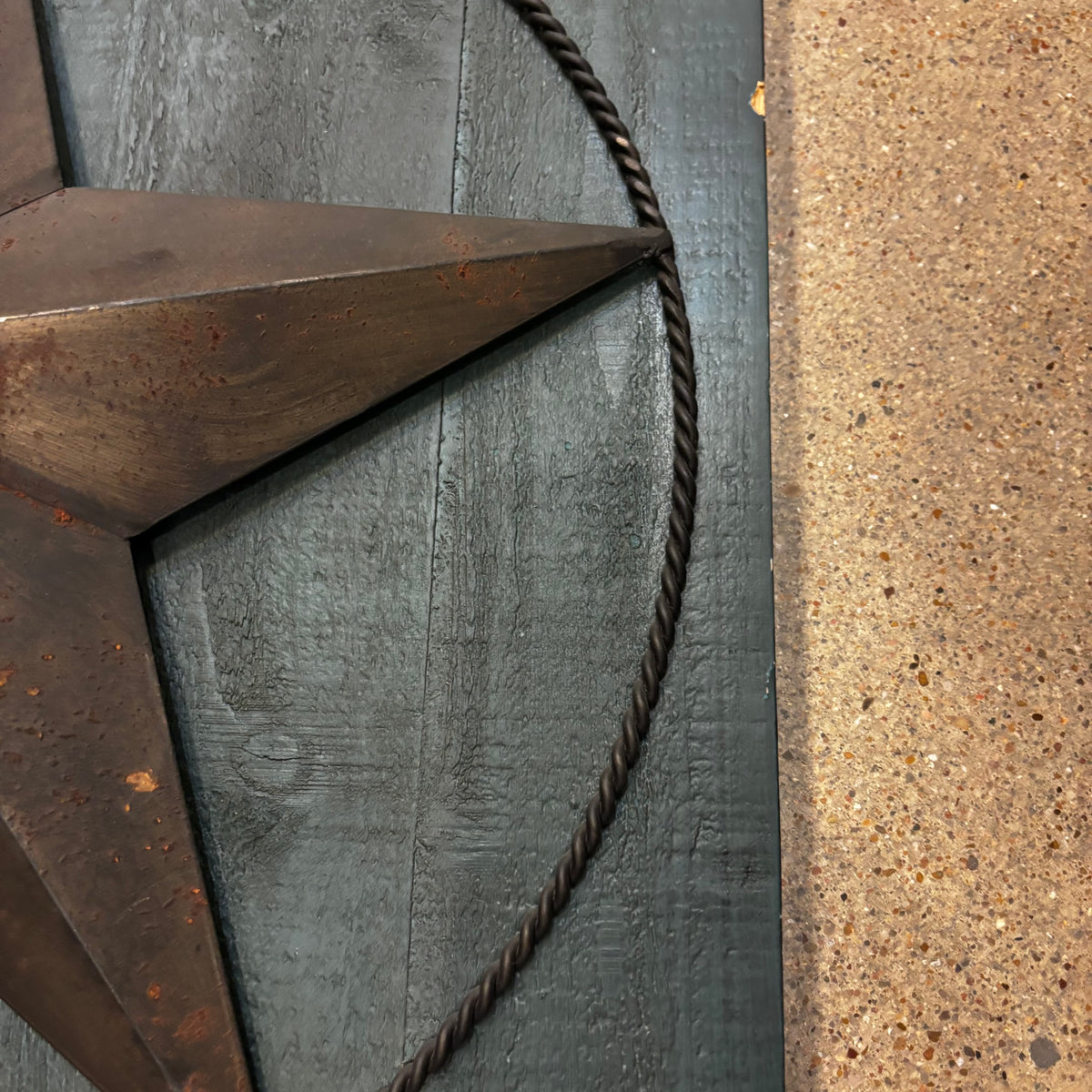 METAL STAR ON WOOD PANEL WESTERN HOME DECOR HANDMADE