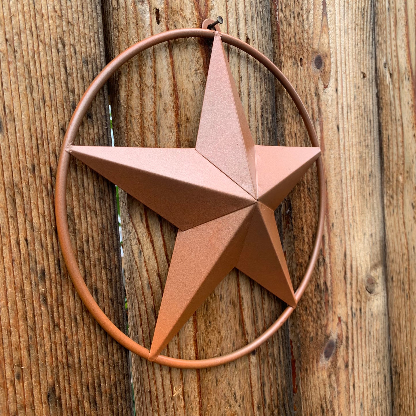 ORANGE COPPER SOLID RING BARN STAR 3",4",6",9",12" METAL LONE STAR WESTERN HOME DECOR HANDMADE-#EH10026