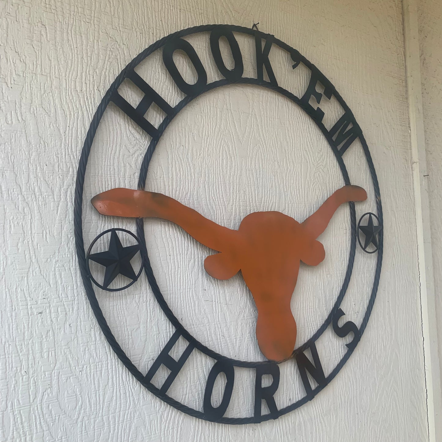 HOOKEM HORNS WITH LONE STAR TEXAS LONGHORNS HOOK EM METAL CUSTOM VINTAGE CRAFT WALL ART TEAM SIGN HANDMADE