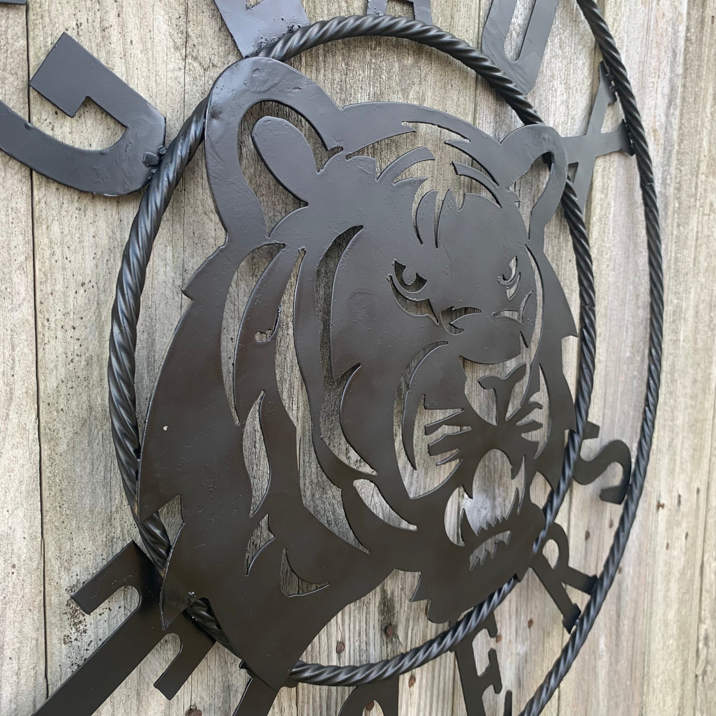 GEAUX TIGERS BLACK CUSTOM METAL VINTAGE CRAFT SIGN TEAM HANDMADE