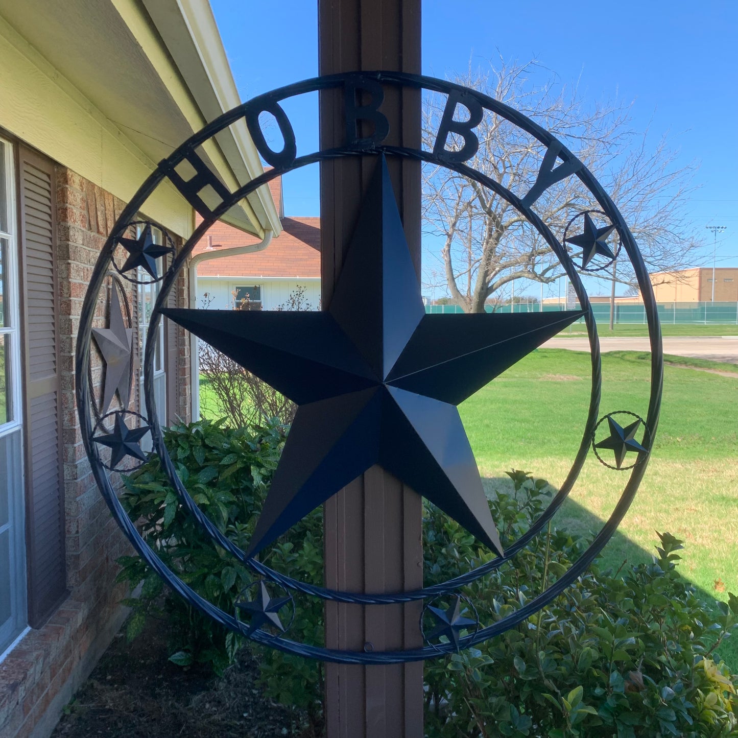 HOBBY STYLE CUSTOM NAME STAR BARN METAL STAR 3d TWISTED ROPE RING WESTERN HOME DECOR RUSTIC NAVY BLUE HANDMADE 24",32",36",50"