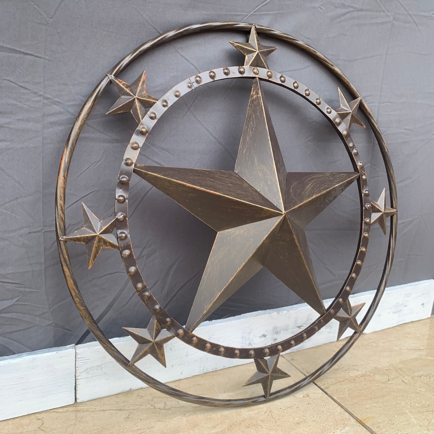 24" MULTI STAR BEADED COLIBROX BARN STAR METAL LONESTAR WESTERN HOME DECOR HANDMADE RUSTIC DARK BRONZE NEW