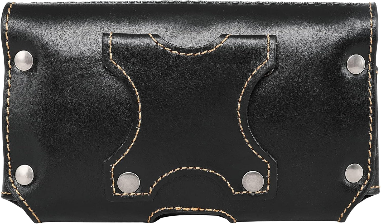7" LONE STAR BROWN HORIZONTAL LEATHER POUCH EXTRA LARGE  BELT LOOP HOLSTER CELL PHONE CASE UNIVERSAL OVERSIZE #EH12950
